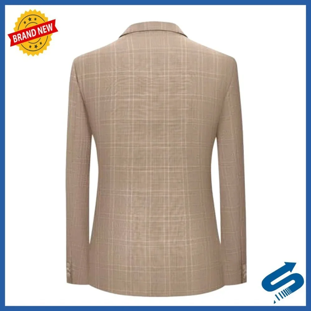 Slim Fit Men's Suit Jacket Plaid Blazer Polyester Viscose Medium